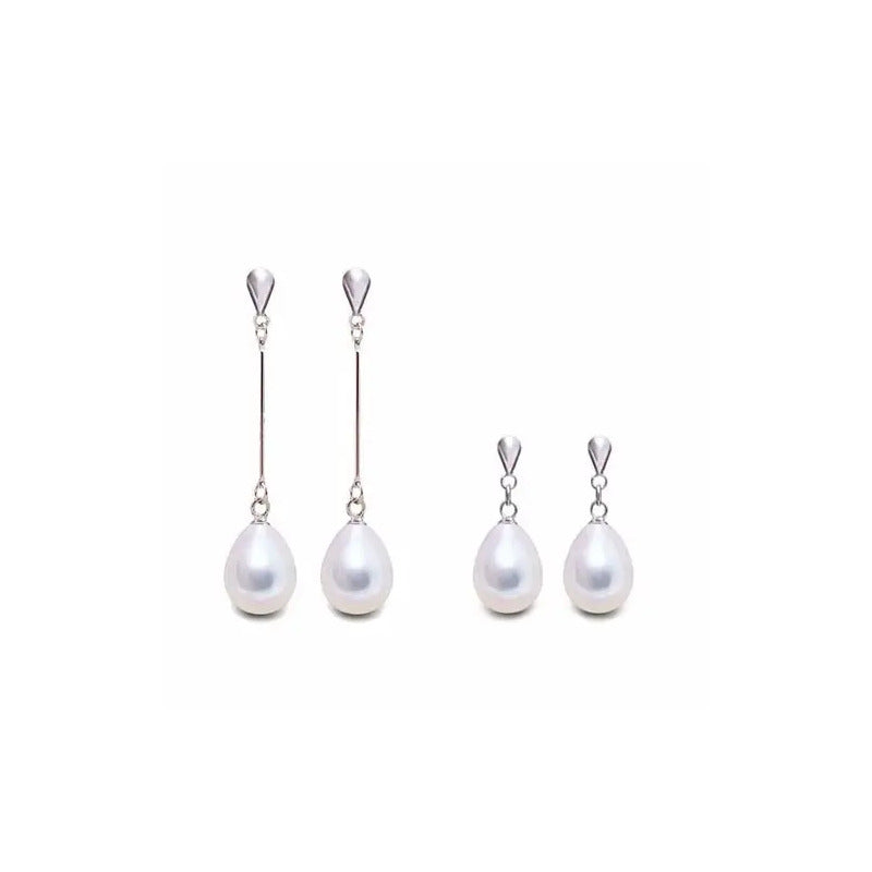Fino Collar Perla Auténtica Aaa Y Plata, Aretes Regalo Novia Blanco
