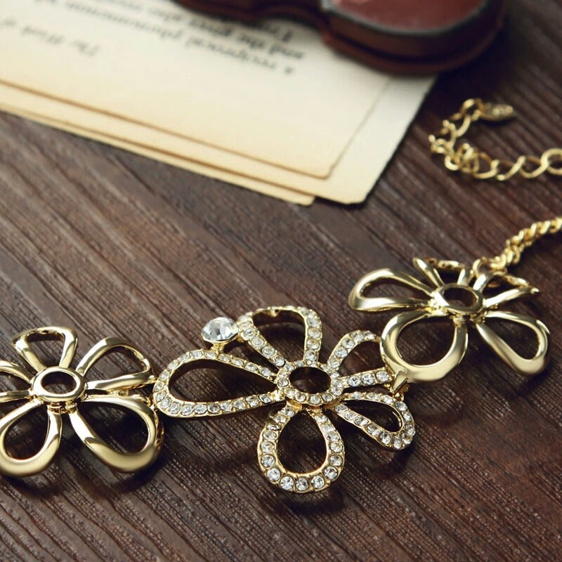 Bella Pulsera Flores Oro Laminado 18k Regalo Envío 0 Cm 18 Cm