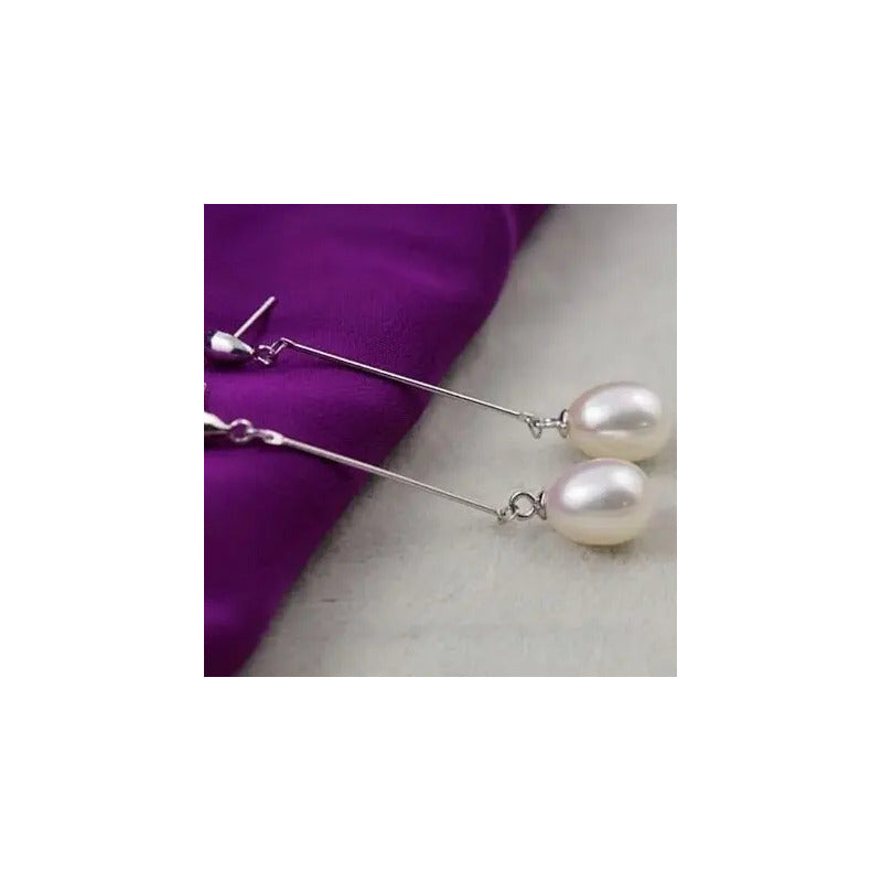 Par Aretes Perlas Naturales Freshwater Plata925 Novia Regalo