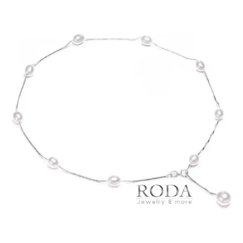 Fino Collar Perla Auténtica Aaa Y Plata, Aretes Regalo Novia Blanco