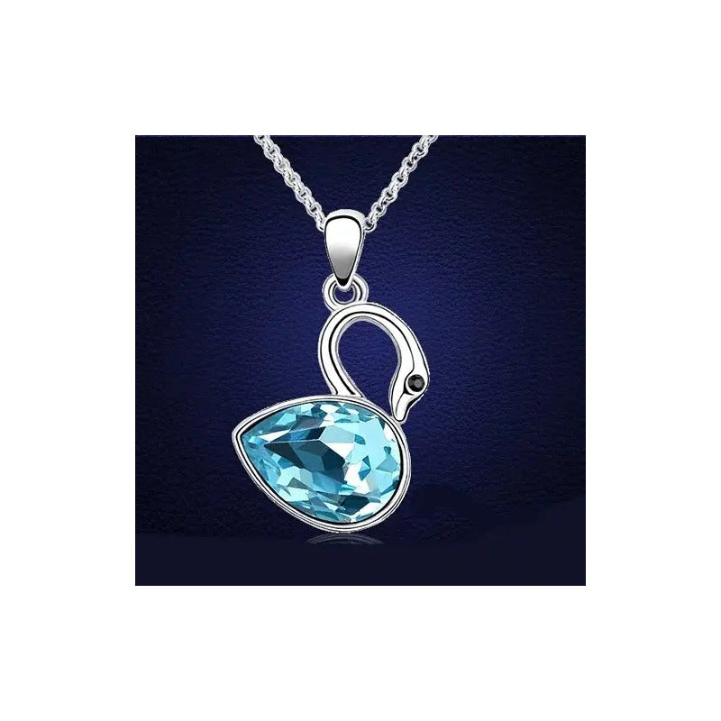 Set Joyería Collar Y Aretes Cisne Cristal Envío