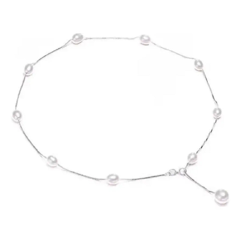Fino Collar Perla Auténtica Aaa Y Plata, Aretes Regalo Novia Blanco