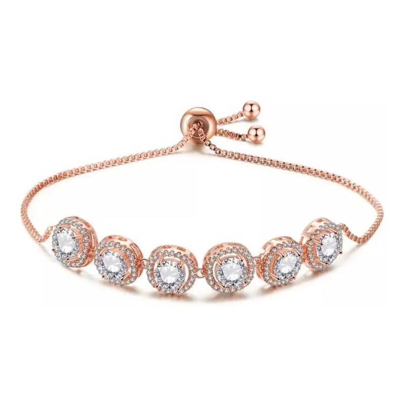 Pulsera Cristal Austriaco Y Oro Laminado 18k 5circles Regalo