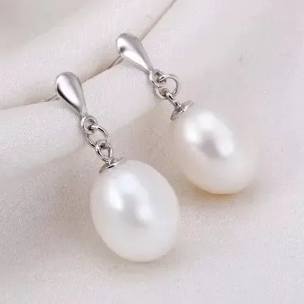 Par Aretes Perlas Naturales Freshwater Plata925 Novia Regalo
