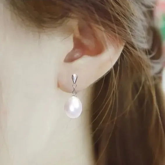 Par Aretes Perlas Naturales Freshwater Plata925 Novia Regalo