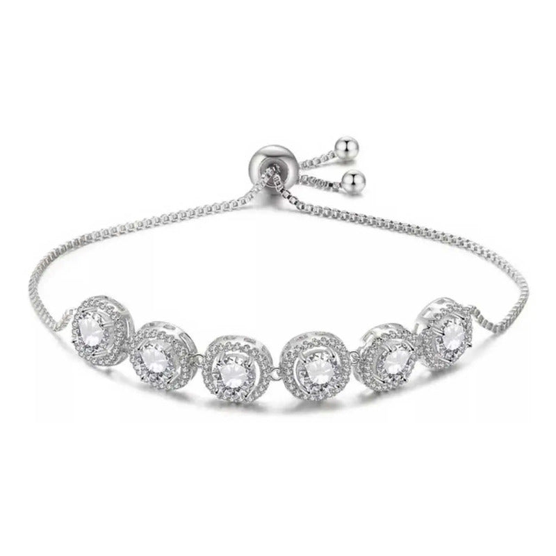 Pulsera Cristal Austriaco Y Oro Laminado 18k 5circles Regalo