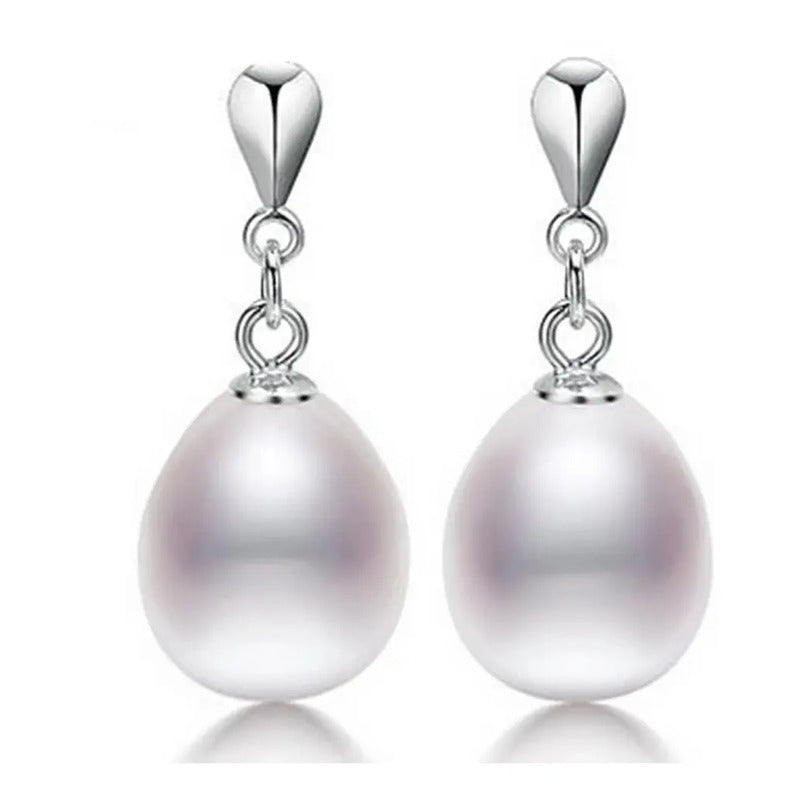 Par Aretes Perlas Naturales Freshwater Plata925 Novia Regalo