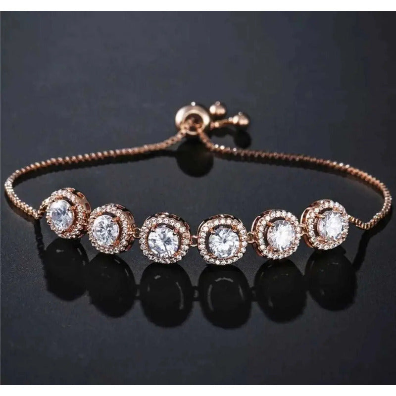 Pulsera Cristal Austriaco Y Oro Laminado 18k 5circles Regalo