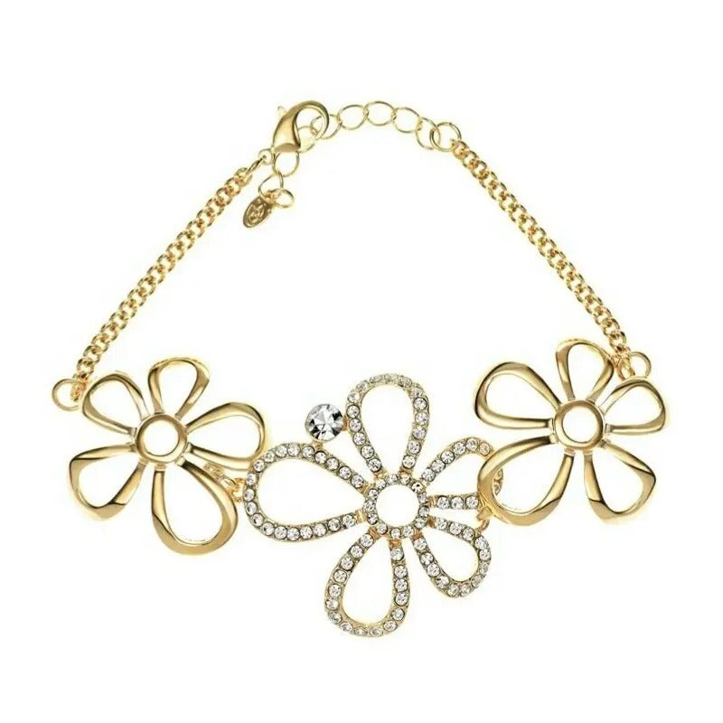 Bella Pulsera Flores Oro Laminado 18k Regalo Envío 0 Cm 18 Cm